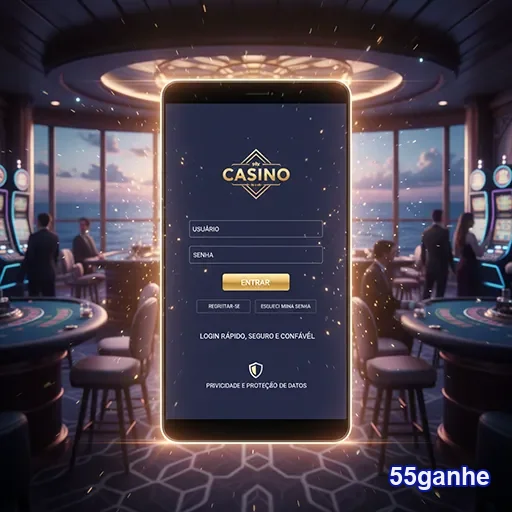 Tela de login do cassino 55ganhe, apresentando um design moderno e acessível para jogadores.